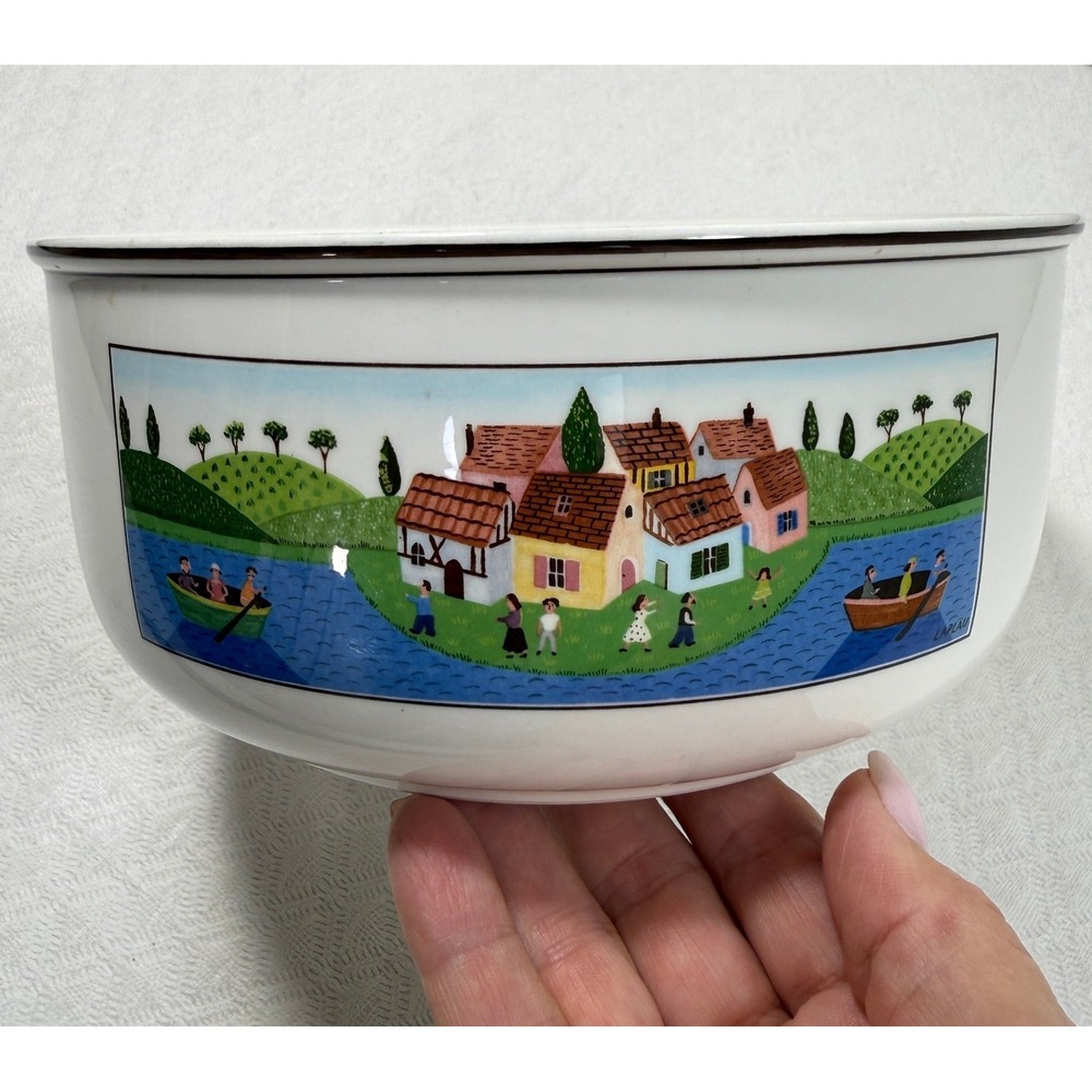 Villeroy & Boch Design Naif Laplau Village Folk Art Porcelain‎ Serving Bowl 8"